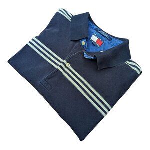 TOMMY HILFIGER Vintage Striped Long Sleeve Polo Shirt XL